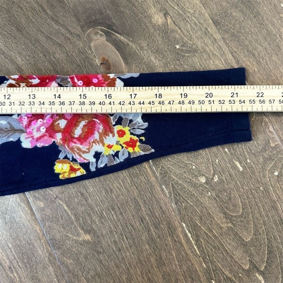 Quacker Factory Women's 2XS Blue Floral Embellished Cardigan Sweater - Picture 5 of 7